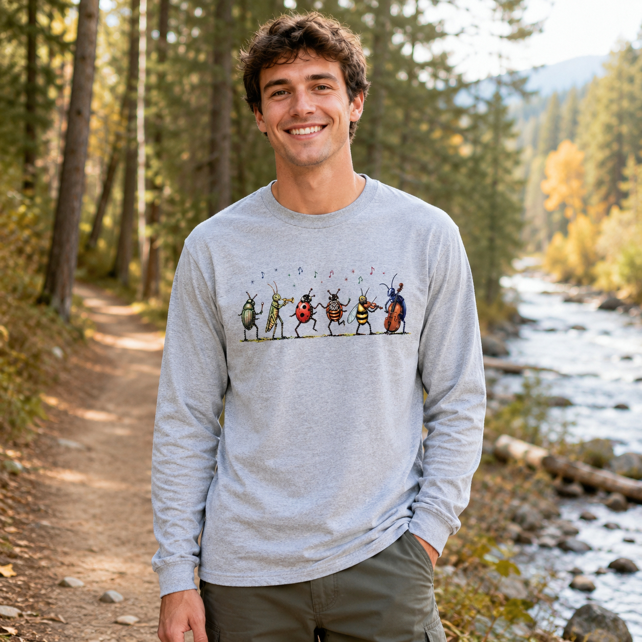 Vintage Insect Music Musical Bugs Long Sleeve T-Shirt