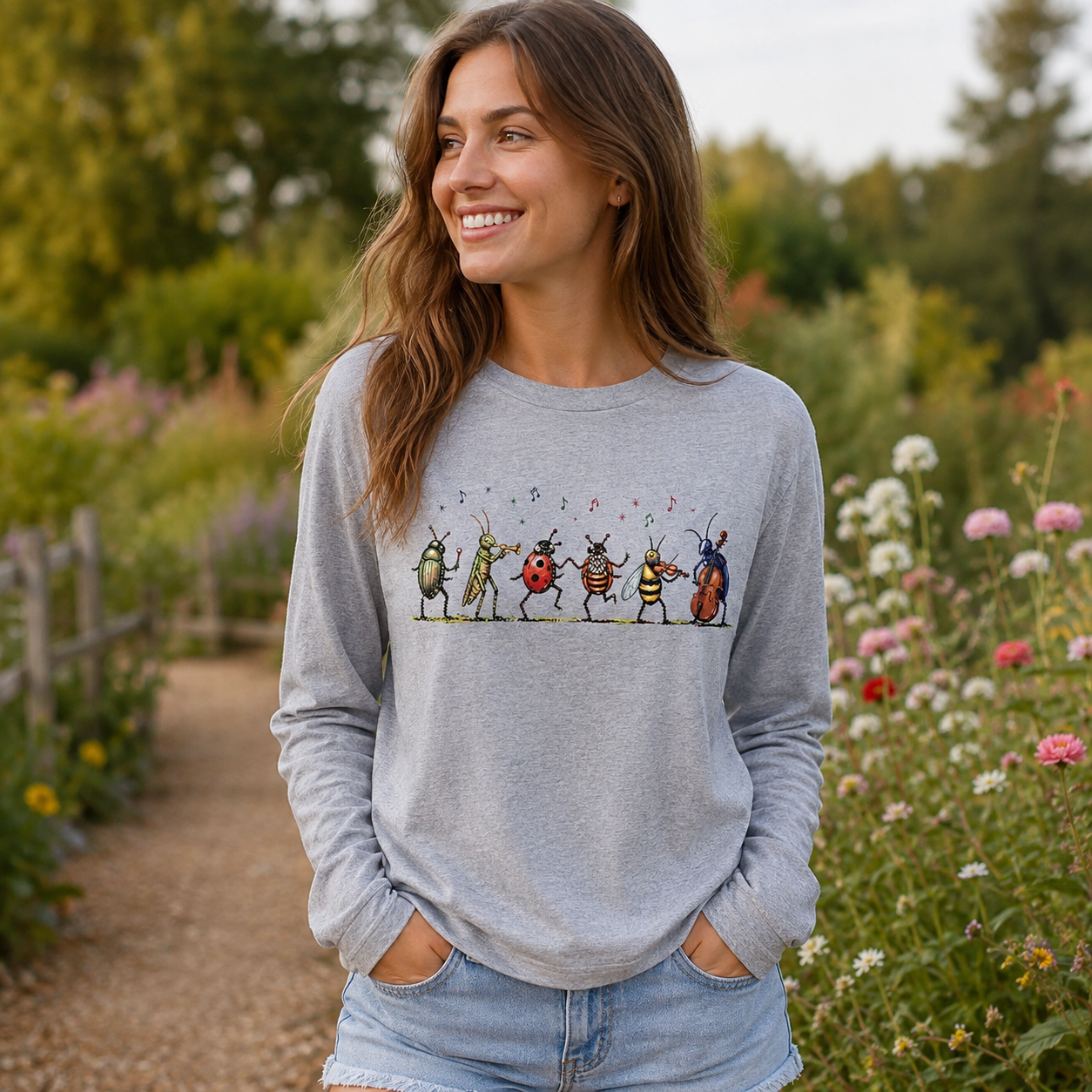 Vintage Insect Music Musical Bugs Long Sleeve T-Shirt
