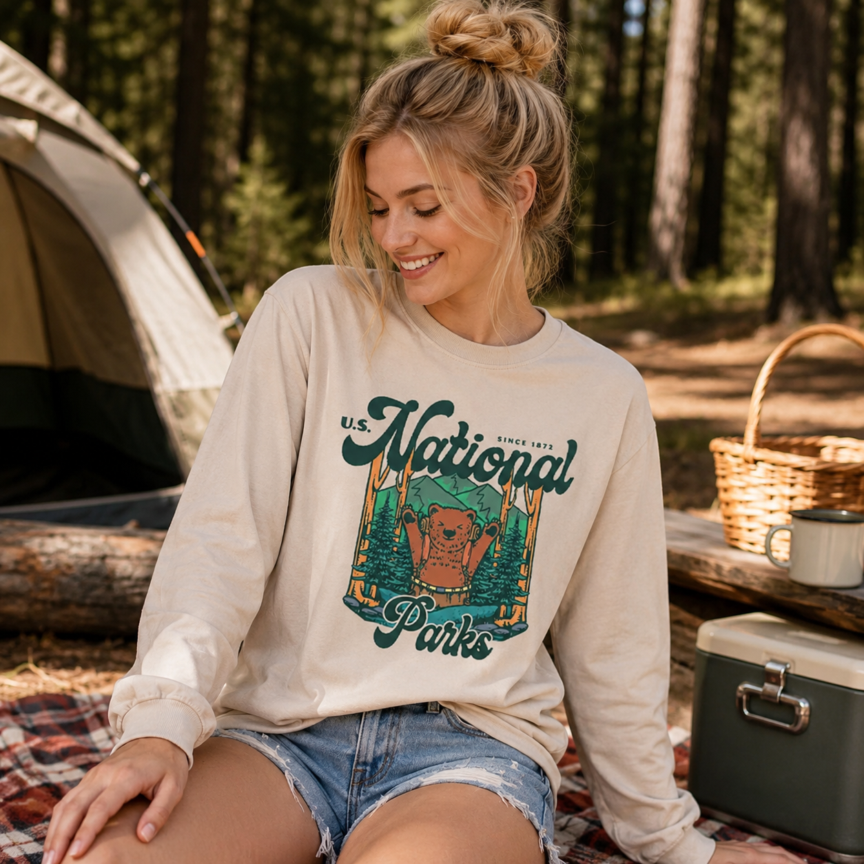 U.S. National Parks Camping Park Ranger Environmental Long Sleeve T-Shirt