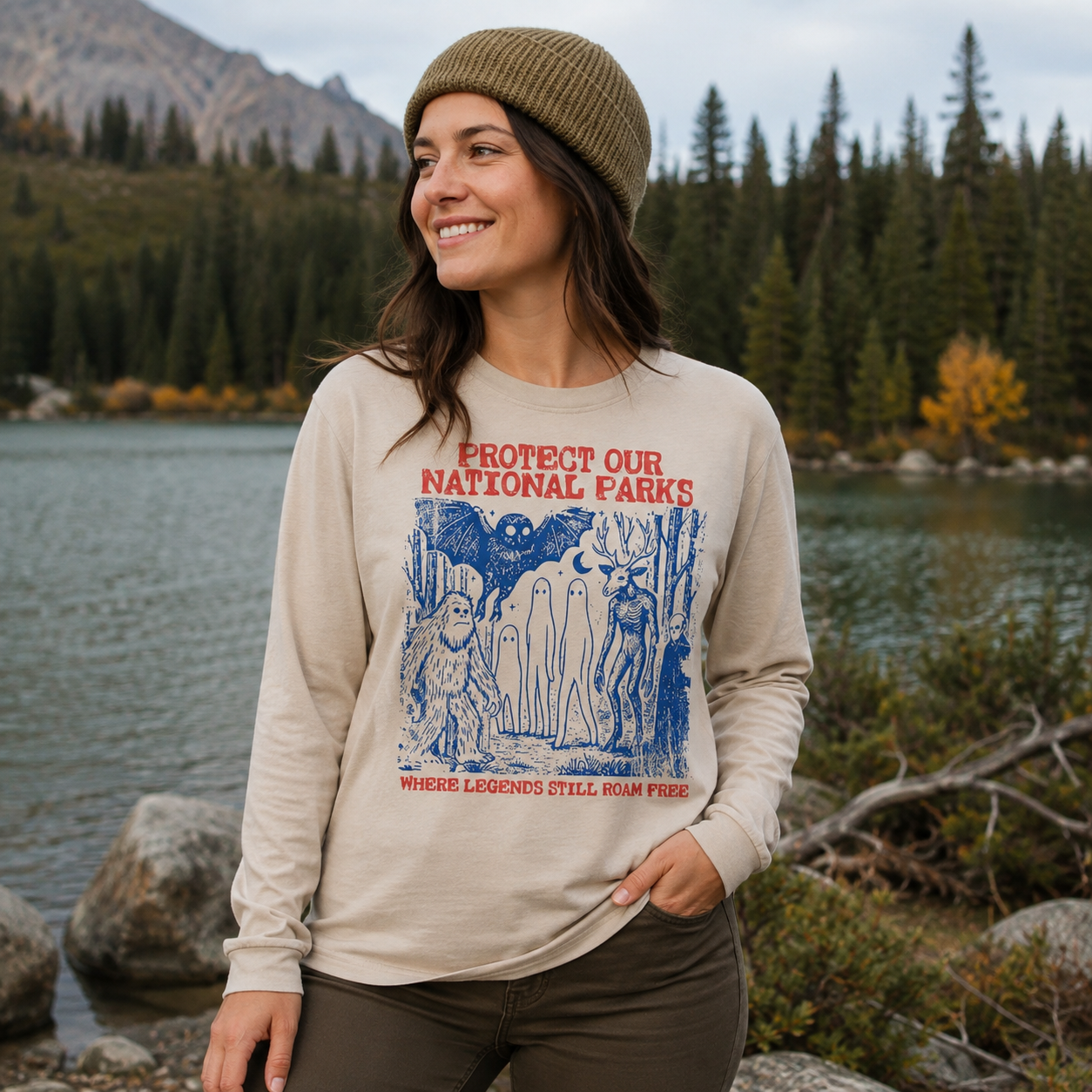 Cryptid National Parks Protect Our Parks Long Sleeve T-Shirt