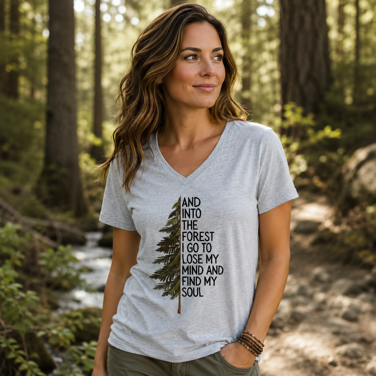 Into the Forest Tree Quote V-neck T-Shirt
