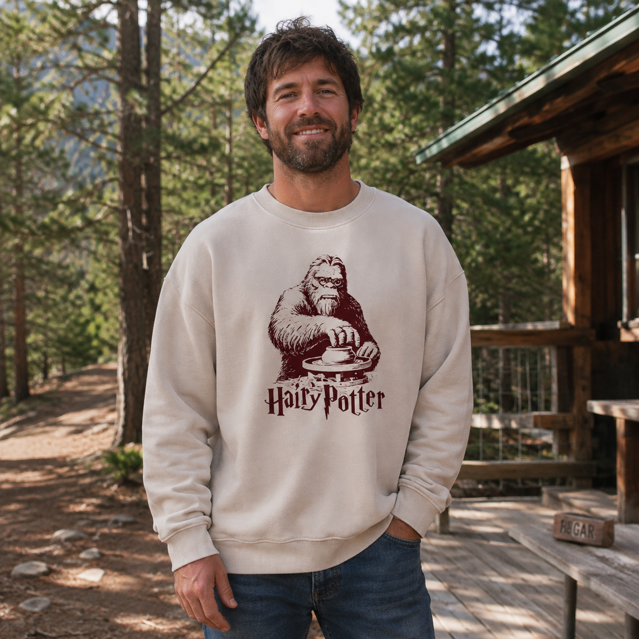 Hairy Potter Bigfoot Wizard Washed Sweatshirts