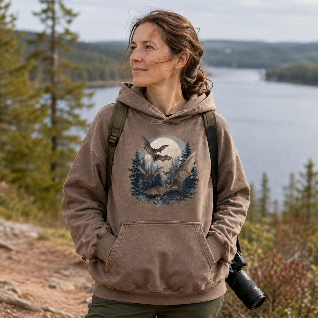 Moonrise Over the Bat Pines Washed Hoodie