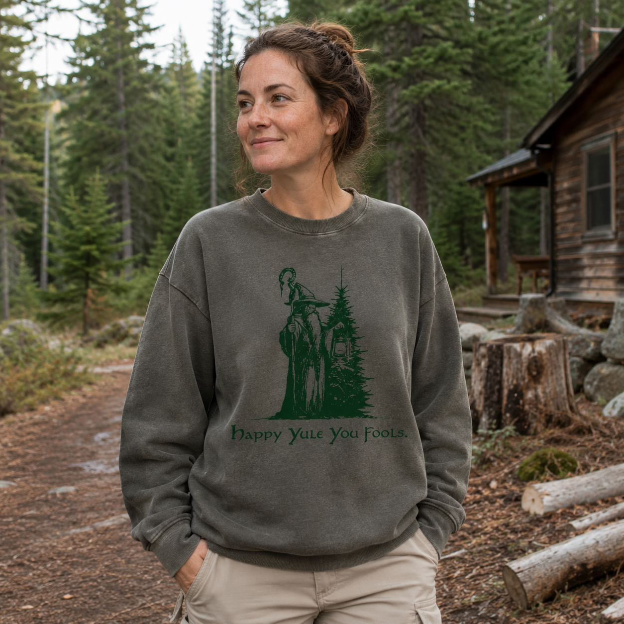 Happy Yule Yew Fool Washed Sweatshirts