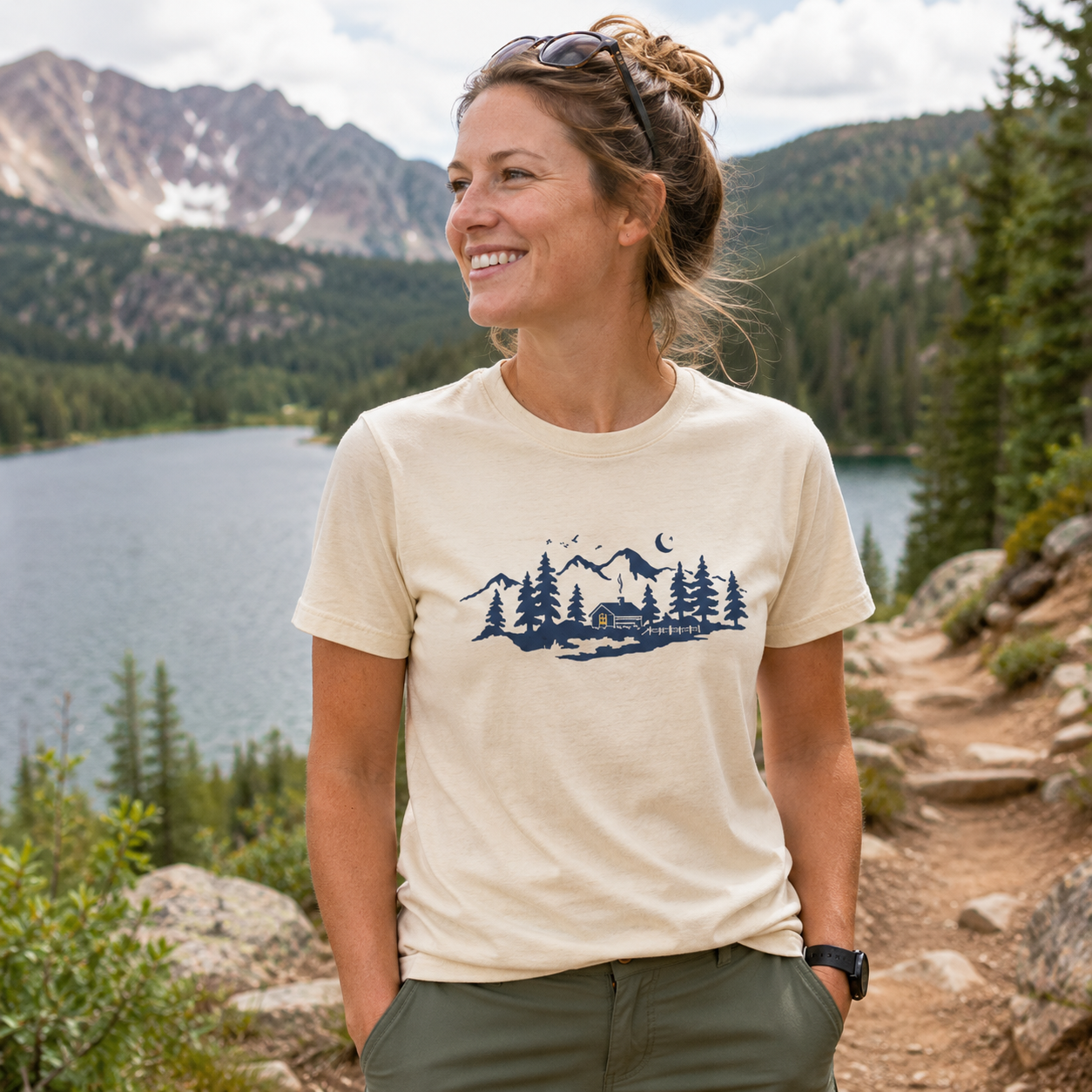Moonlit Pine Forest Wilderness T-Shirt