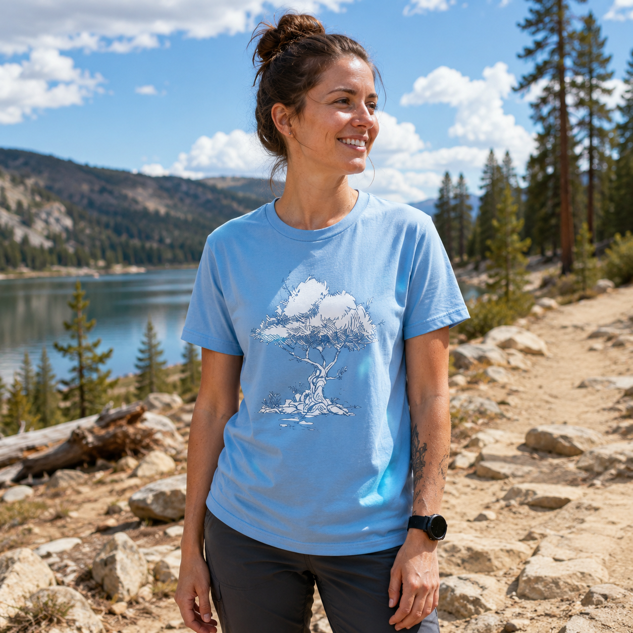 Wilderness Trail Map Line Art T-Shirt
