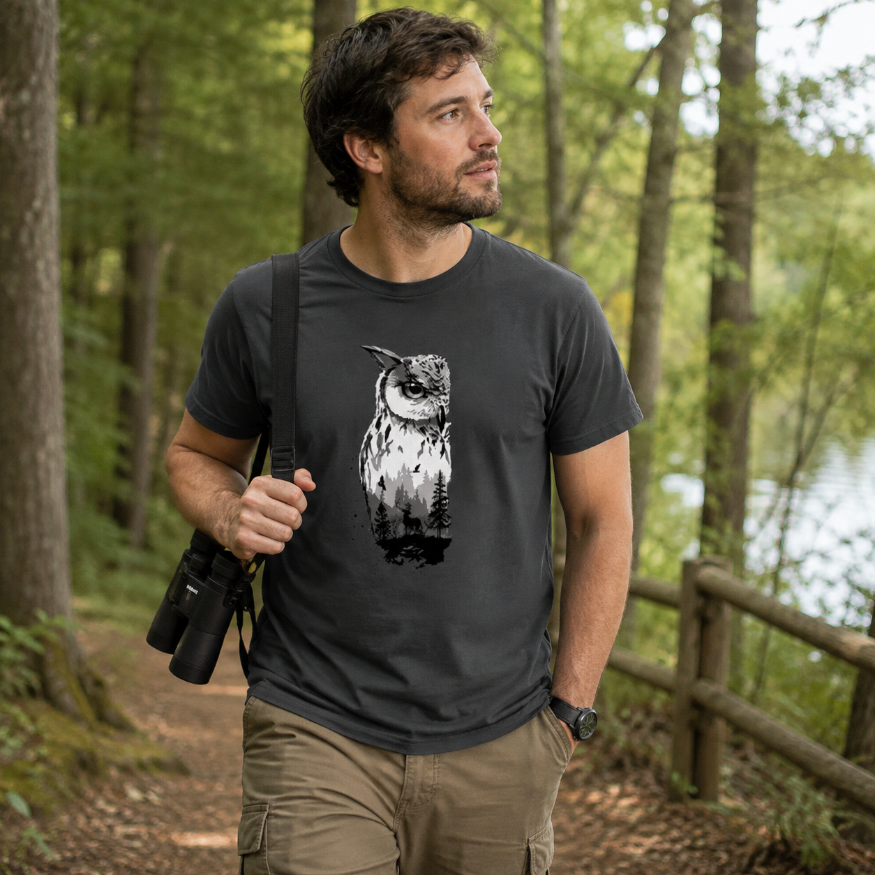 Woodland Owl Ink Portrait T-Shirt