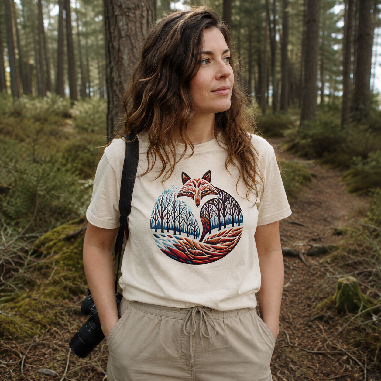 Fox Tail Winter Forestscape T-Shirt