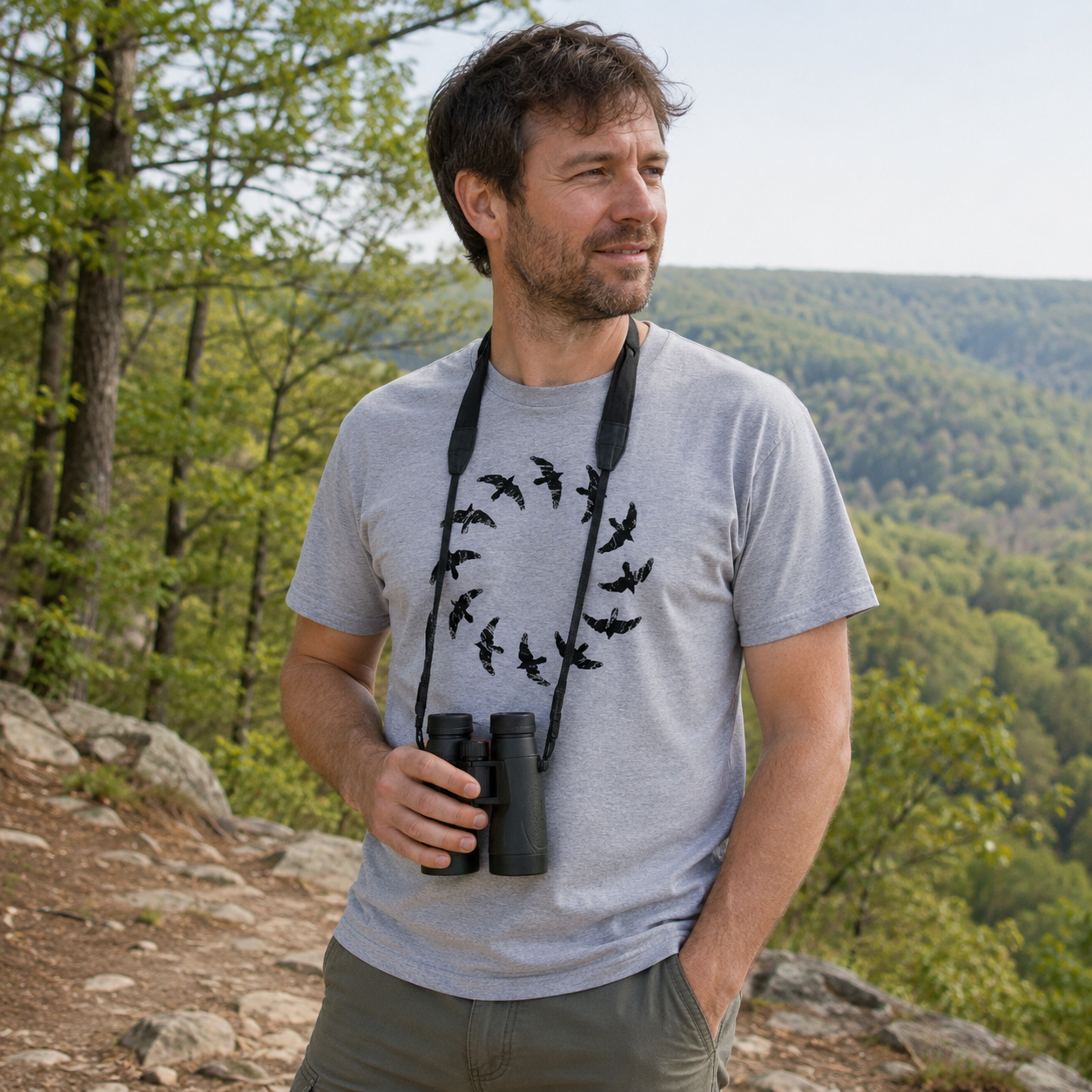 Raven Flight Circle Silhouette T-Shirt