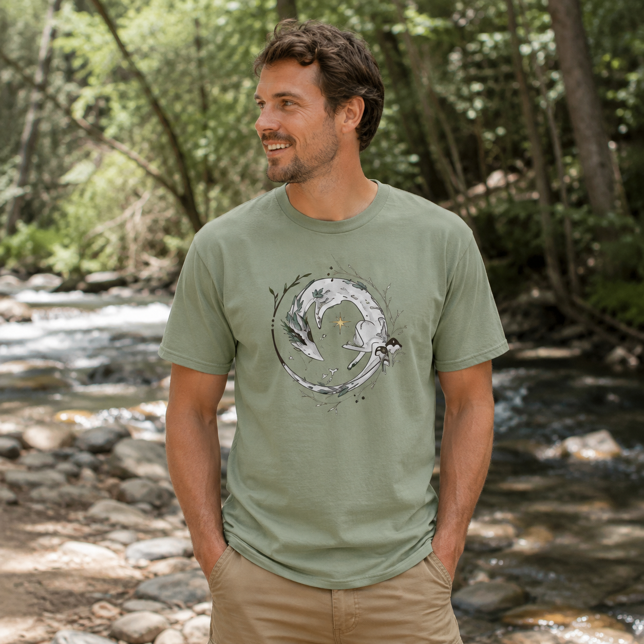 Celestial Crescent Moon Botanical Garden T-Shirt