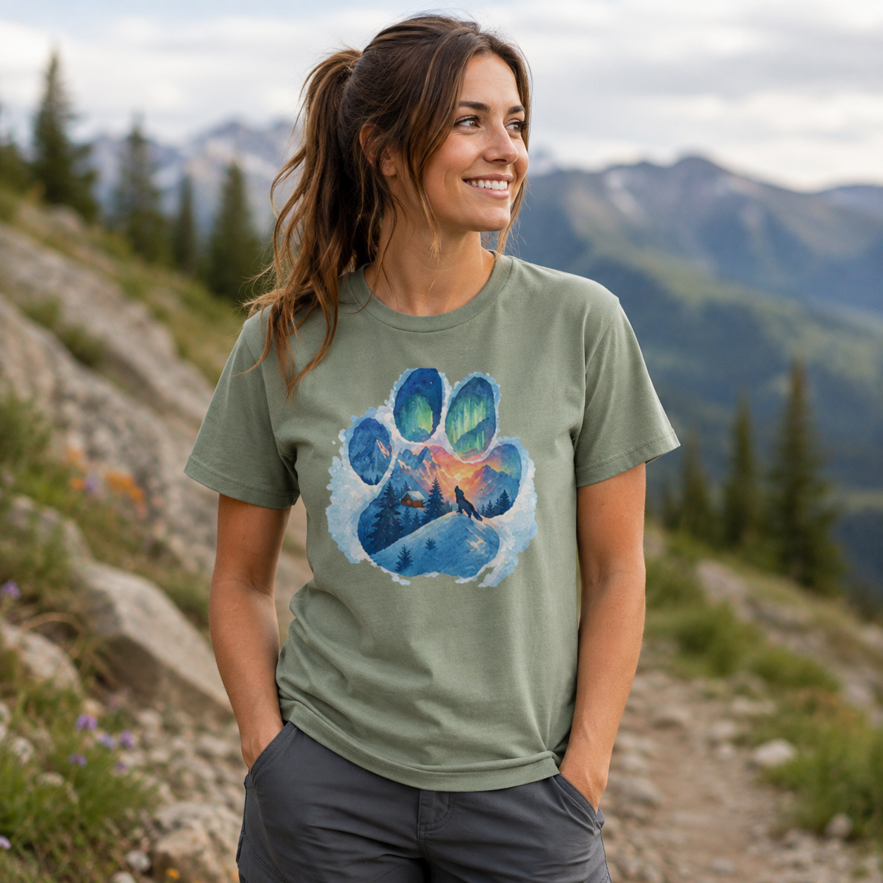 Wolf Paw Mountain Landscape T-Shirt