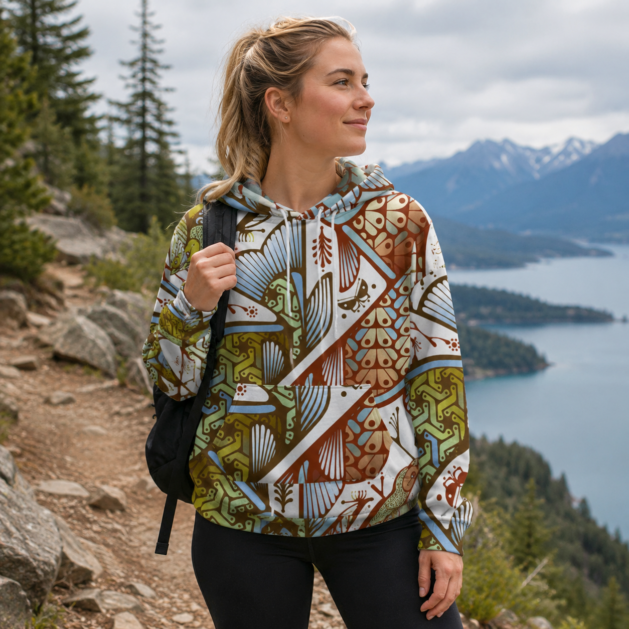 Art Nouveau Woodland Pattern All-over Printed Hoodie