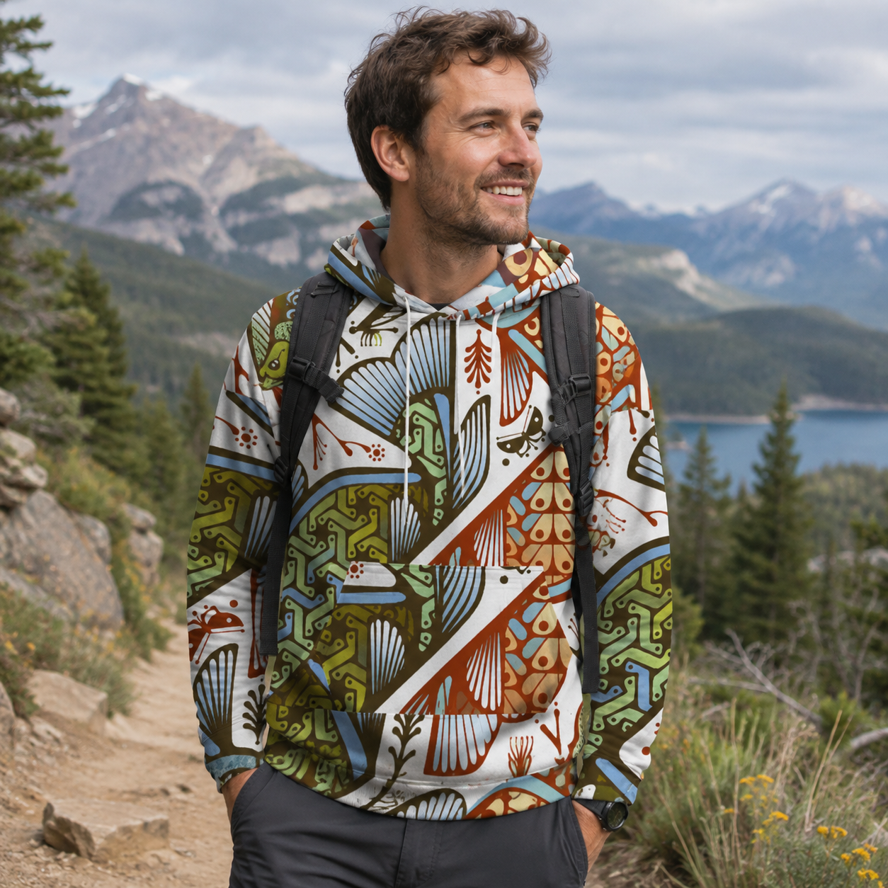Art Nouveau Woodland Pattern All-over Printed Hoodie
