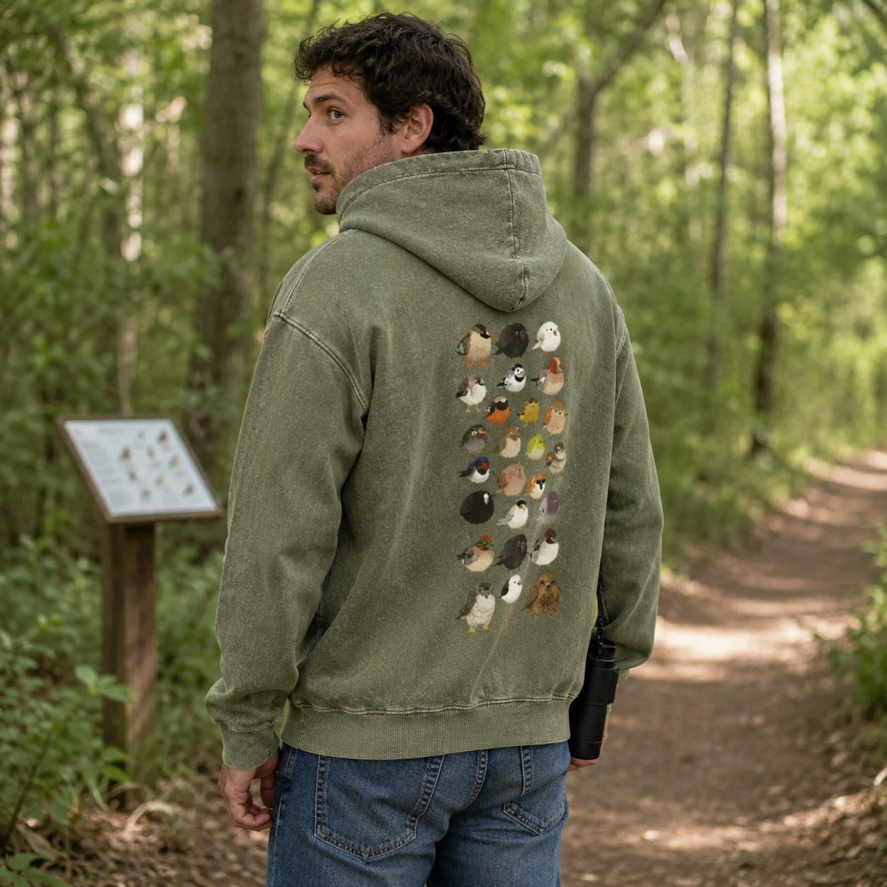 Bird Species Illustration Washed Hoodie