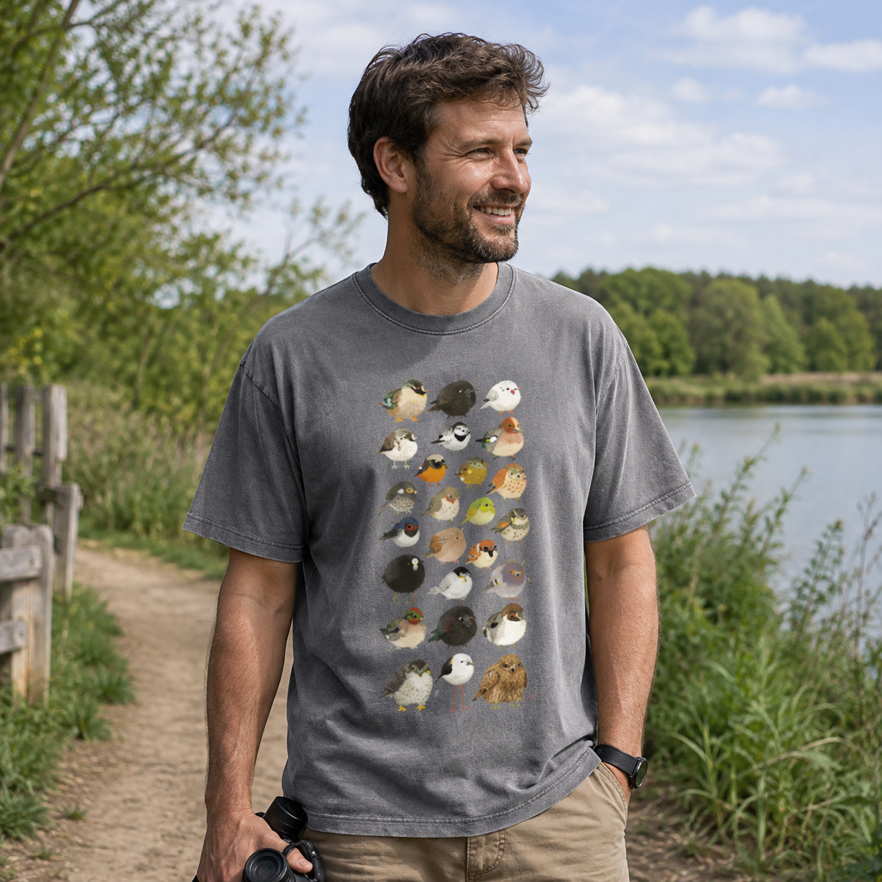 Bird Species Illustration Washed T-Shirt