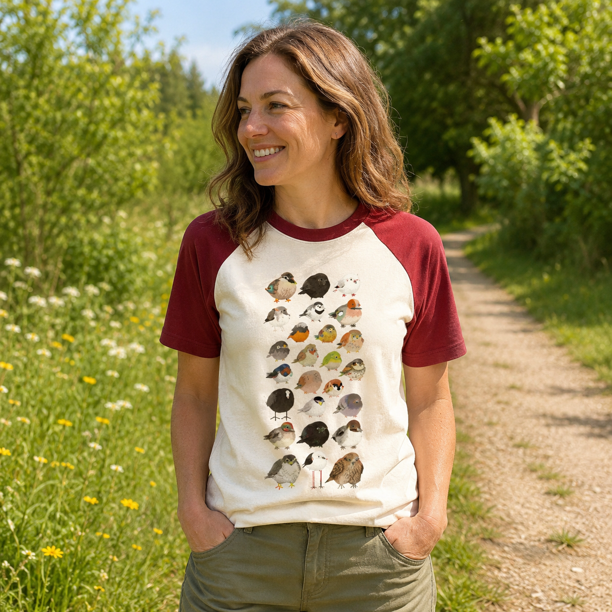 Bird Species Illustration Raglan T-Shirt