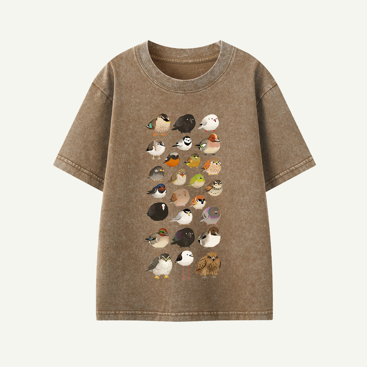 Bird Species Illustration Kids Washed T-Shirt