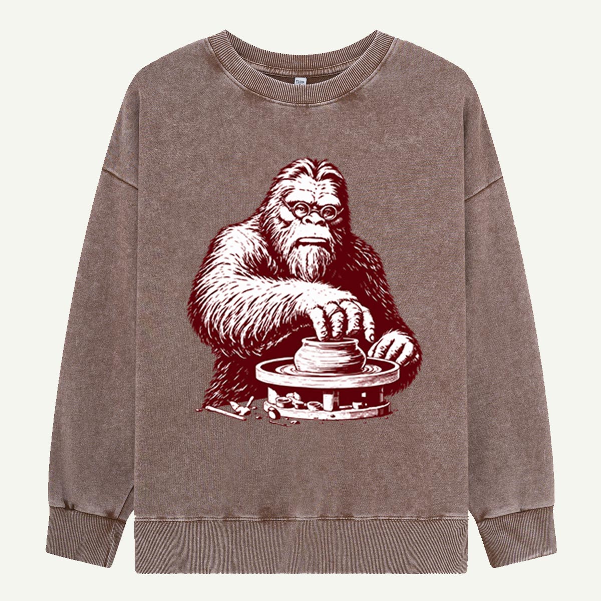 Bigfoot Ceramic Artist Pottery Wheel Craft Design Washed Sweatshirts