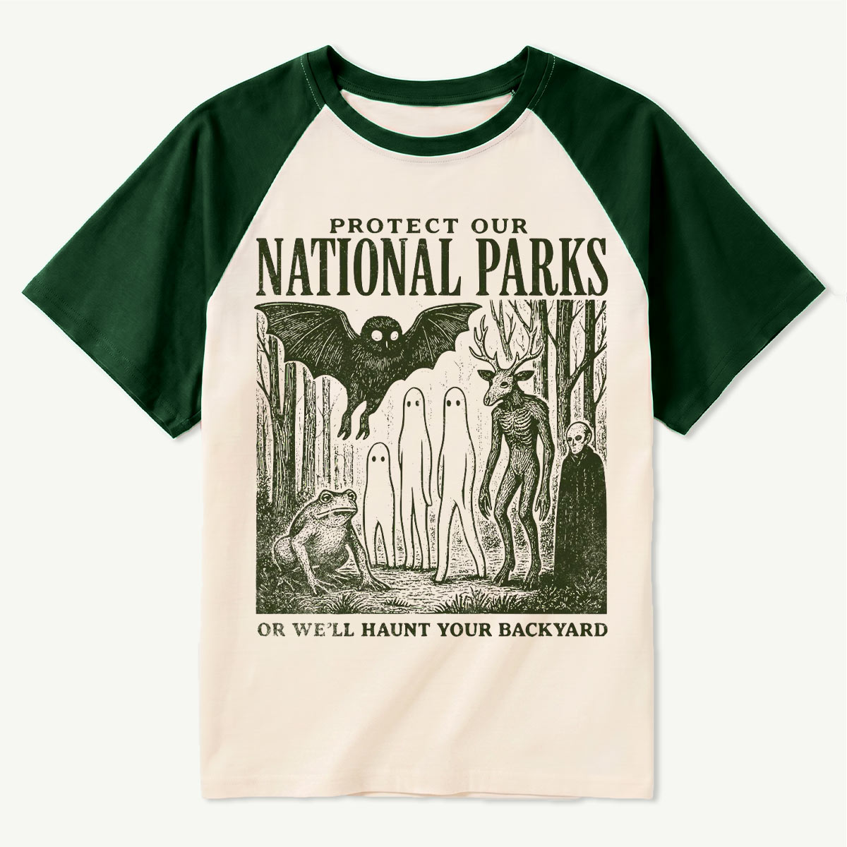 Alt National Park Mothman Cryptid Raglan T-Shirt