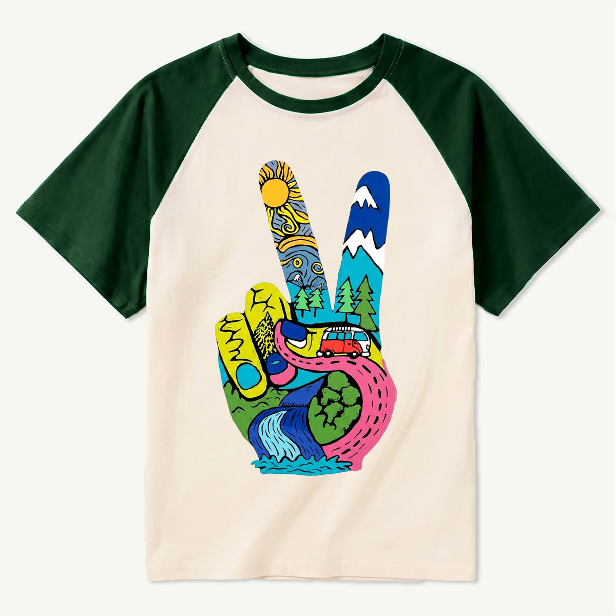 Funky Peace Nature Raglan T-Shirt