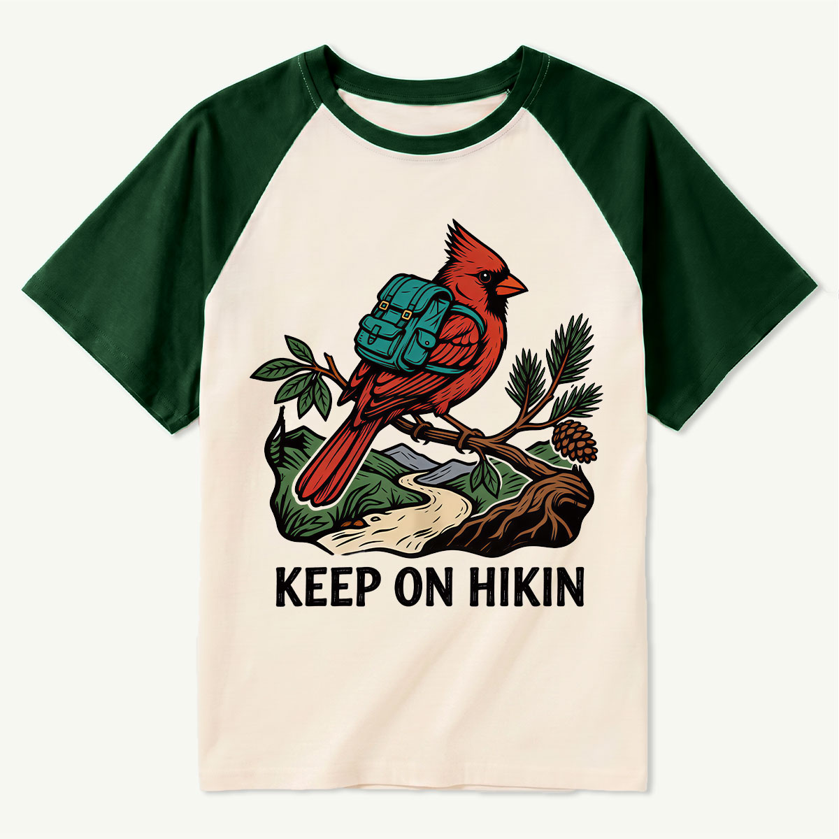 Keep On Hikin Cardinal Backpacker On Trail T-Shirt
