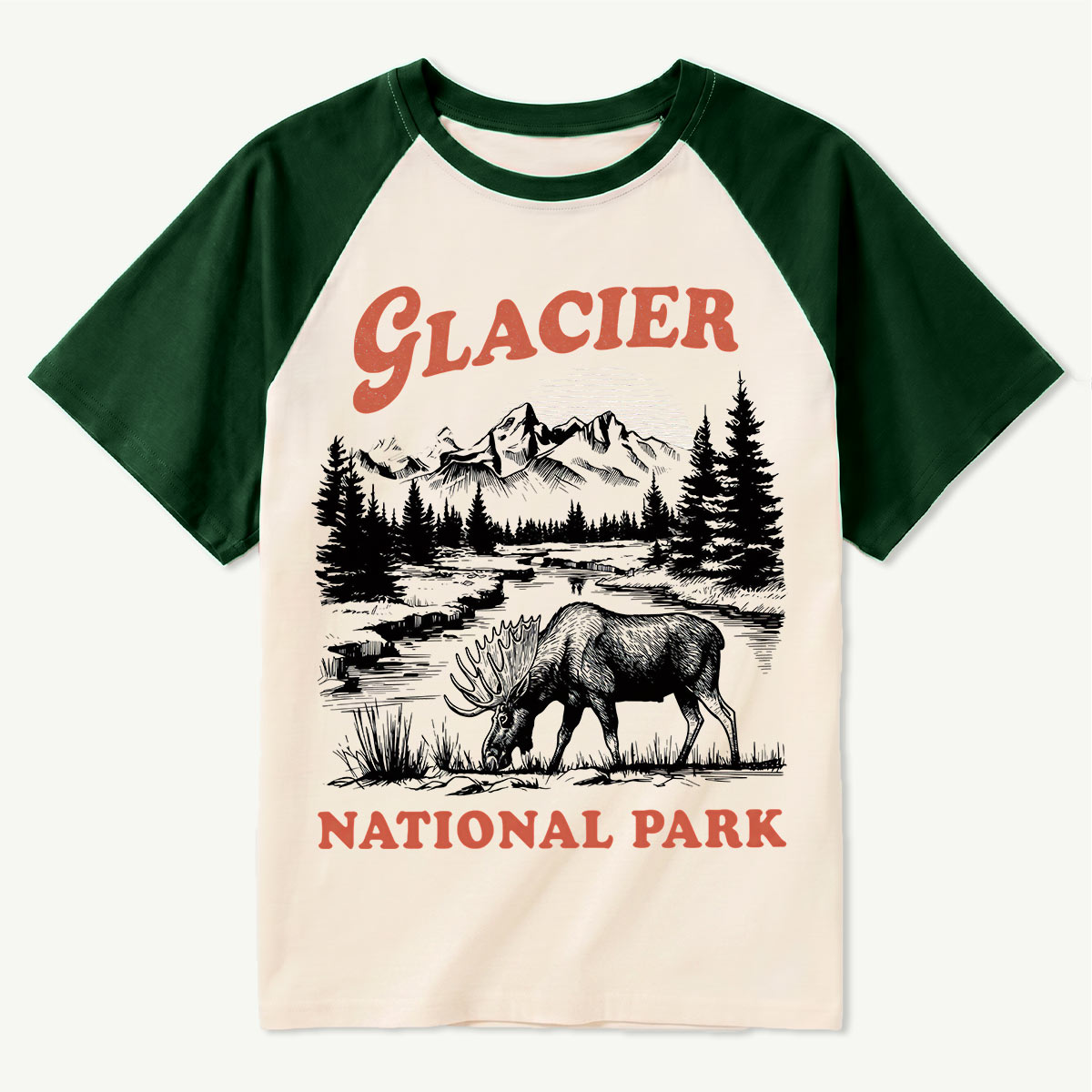 Moose Wilderness Glacier National Park Raglan T-Shirt
