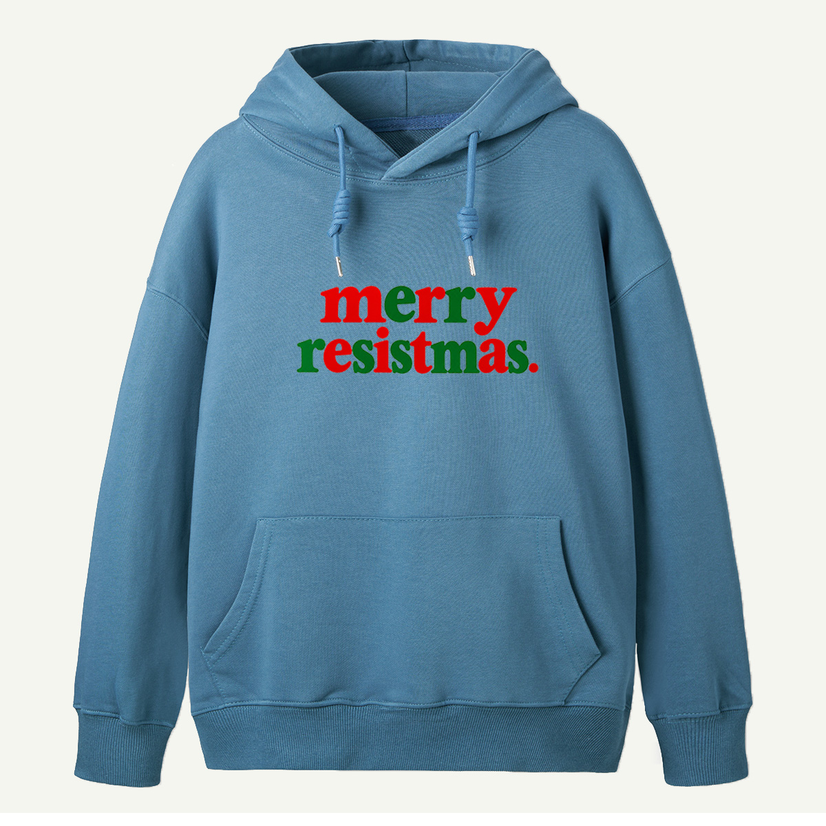 Merry Resistmas Minimalist Red And Green Holiday Typography Hoodie