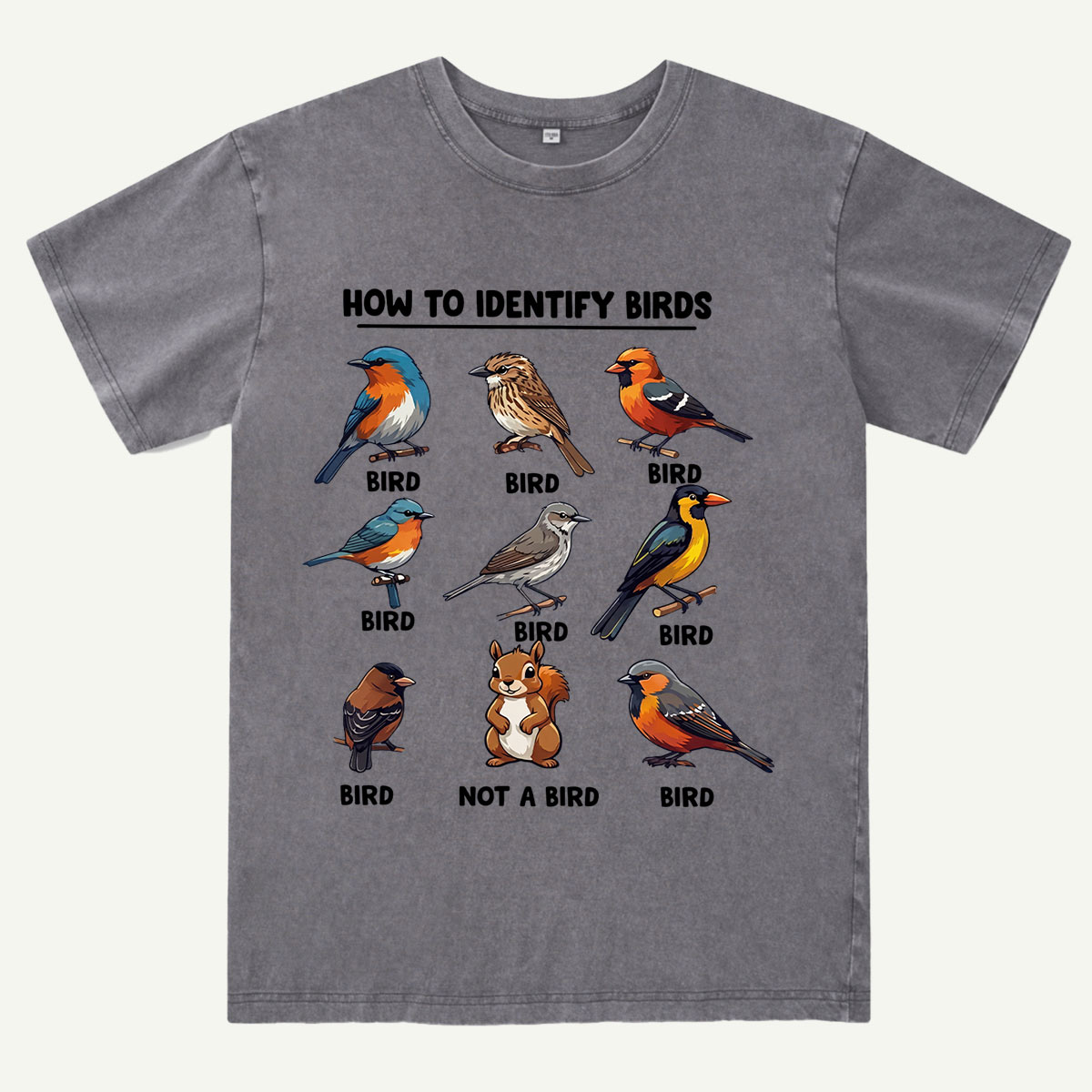 Funny Bird How to Identify Birds Washed T-Shirt