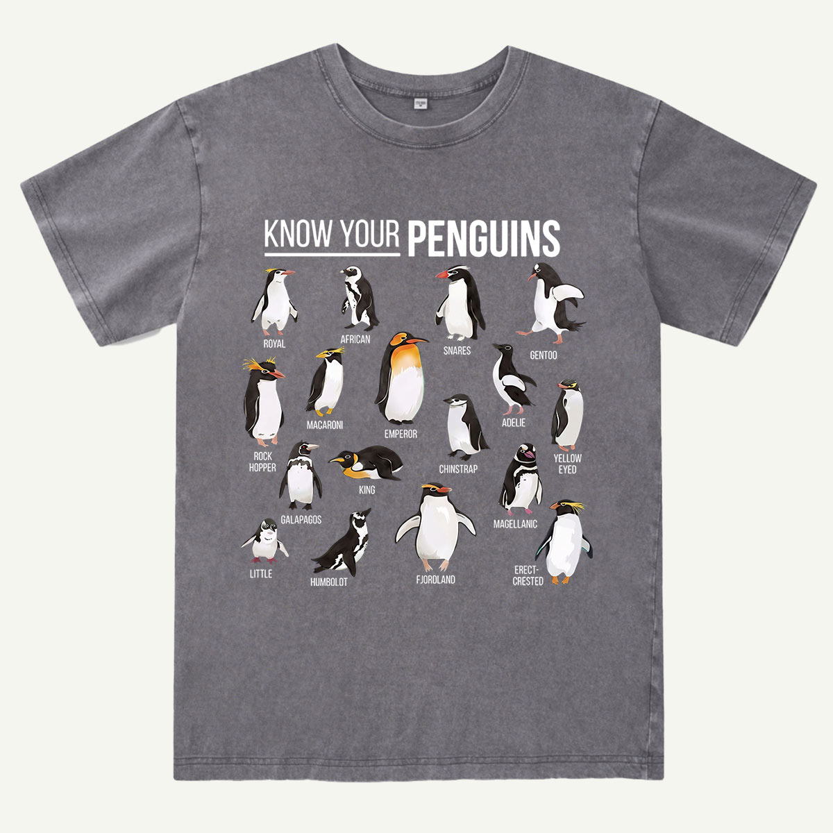 Know Your Penguins Washed T-Shirt