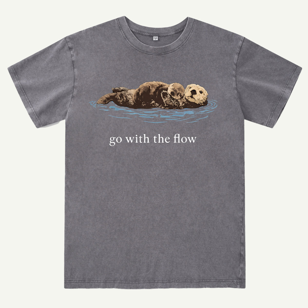 Go With The Flow Sea Otter Wildlife Nature Washed T-Shirt