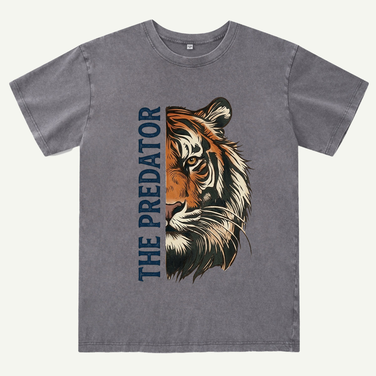 Half Face Tiger Predator Washed T-Shirt