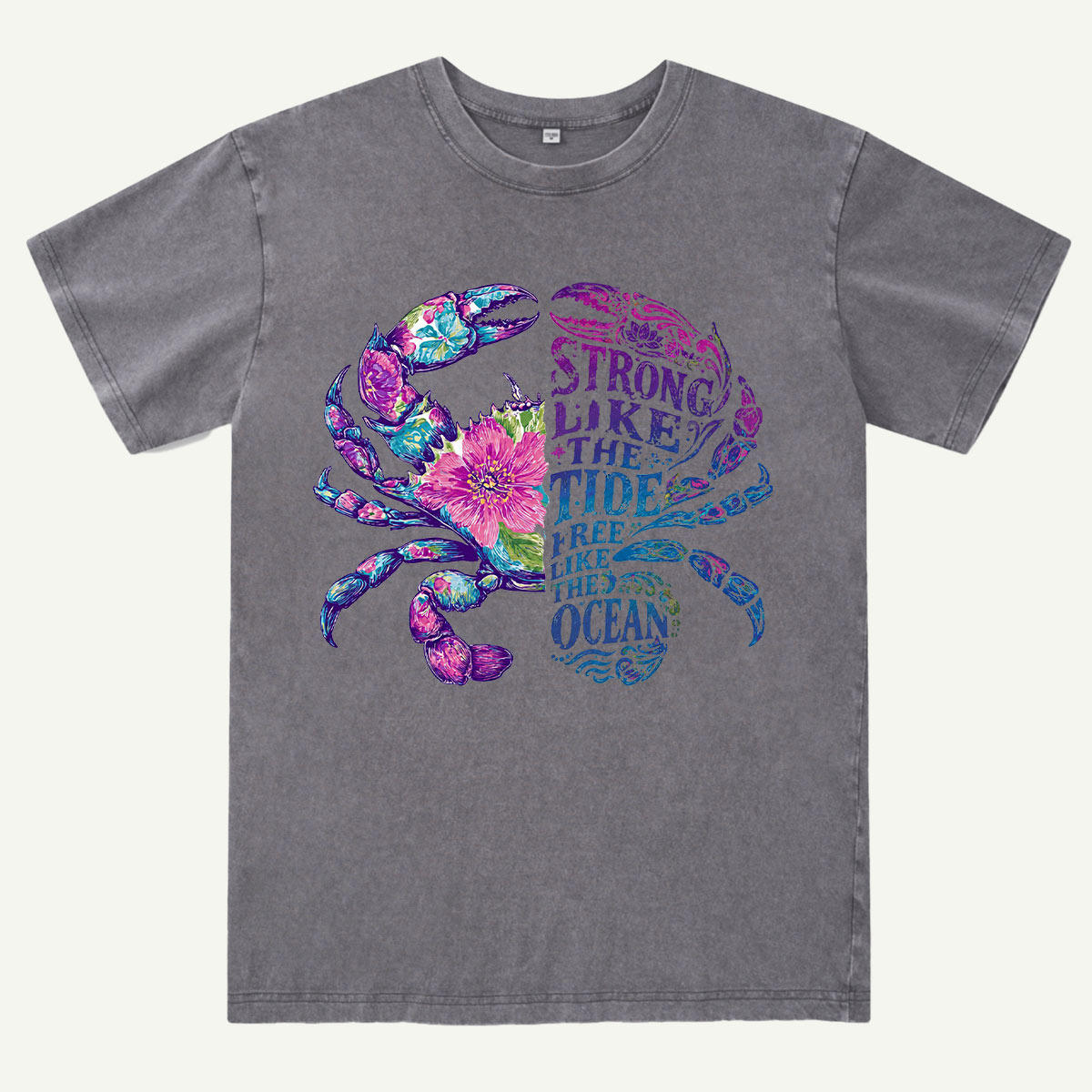 Strong Like the Tide Crab Ocean Washed T-Shirt