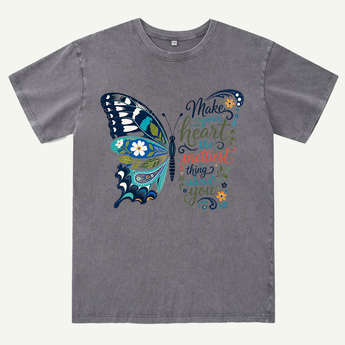 Inspirational Butterfly Nature Quote Washed T-Shirt