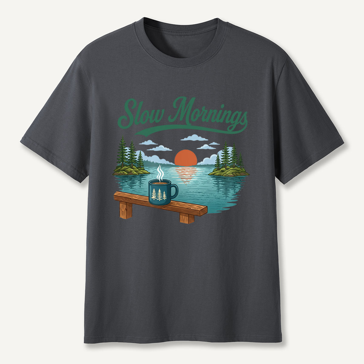 Slow Mornings Lake Coffee T-Shirt