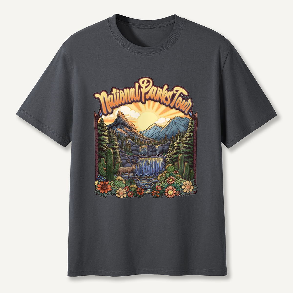 Mountain Waterfall Scenic Landscape National Parks T-Shirt