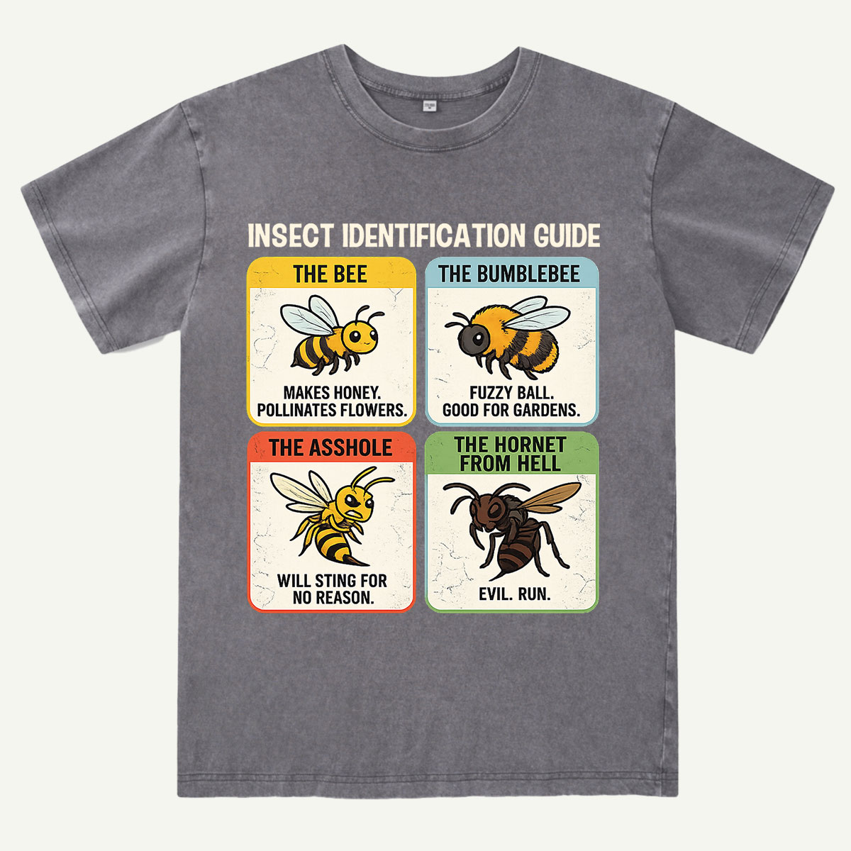 Funny Insect Identification Guide Washed T-Shirt