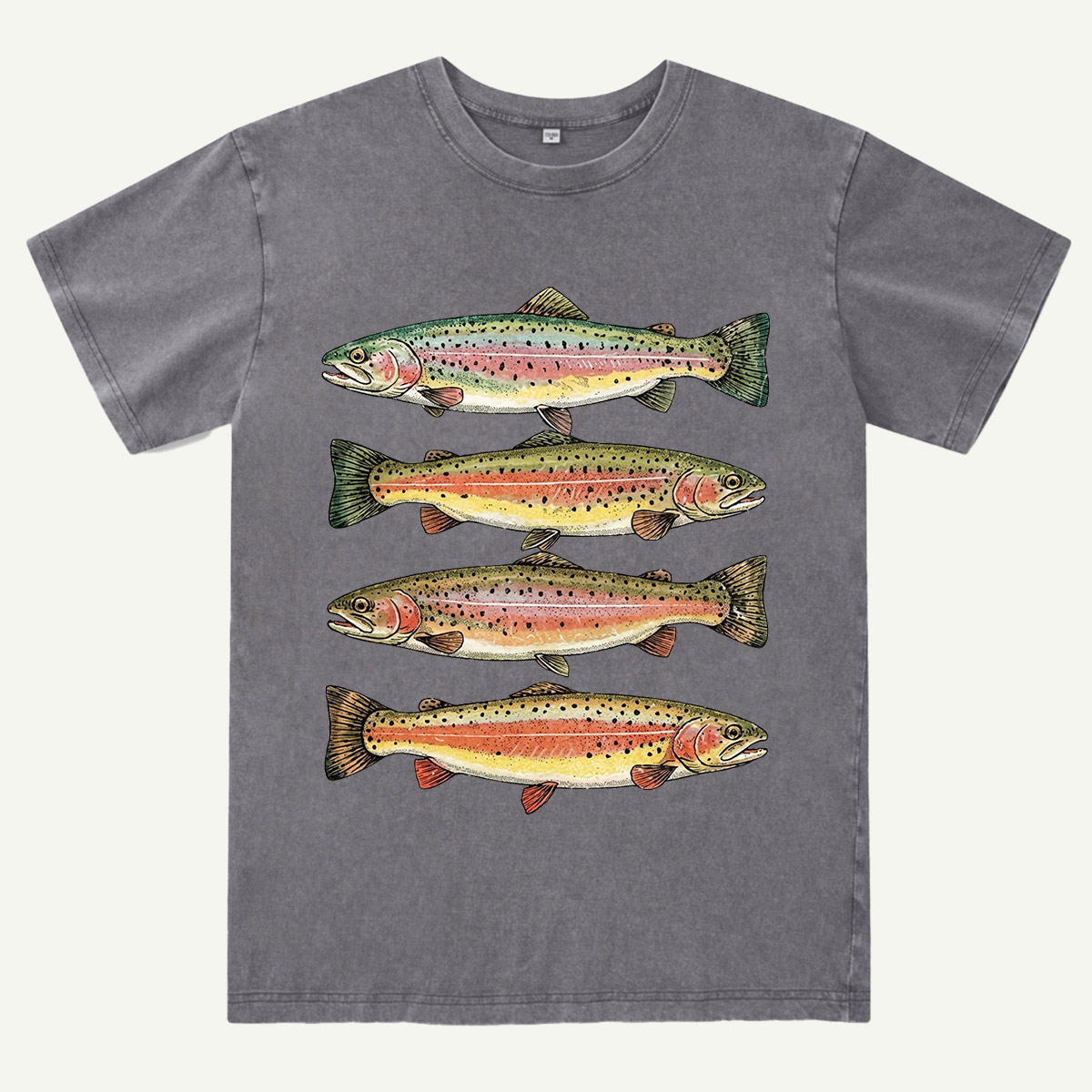 Rainbow Trout Fishing Washed T-Shirt