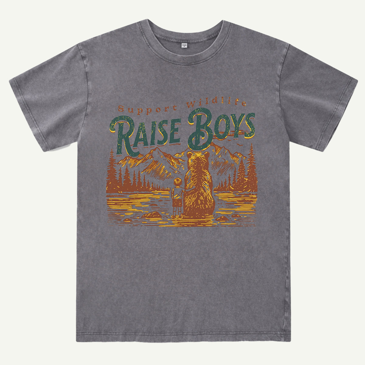Wilderness Lake Family Bear Washed T-Shirt