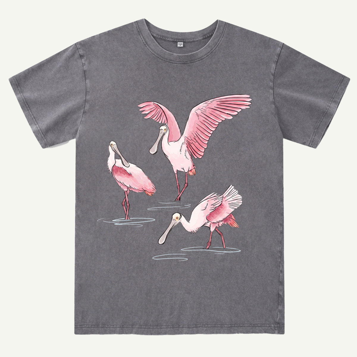 Roseate Spoonbill Bird Washed T-Shirt