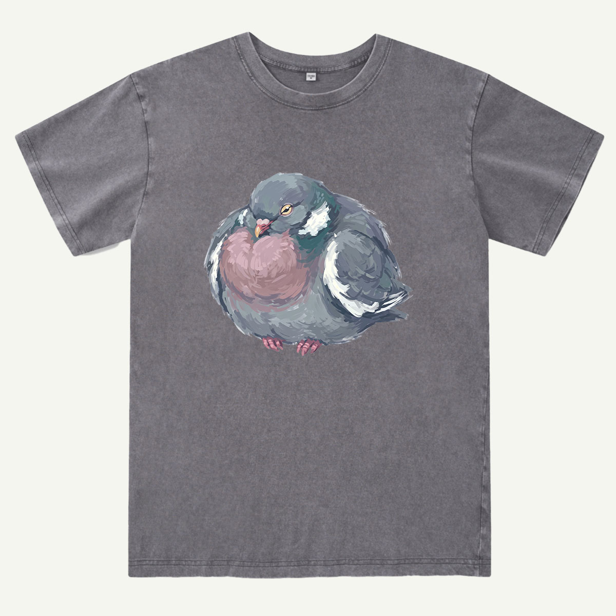 Cozy Pigeon Hand Drawn Bird Washed T-Shirt