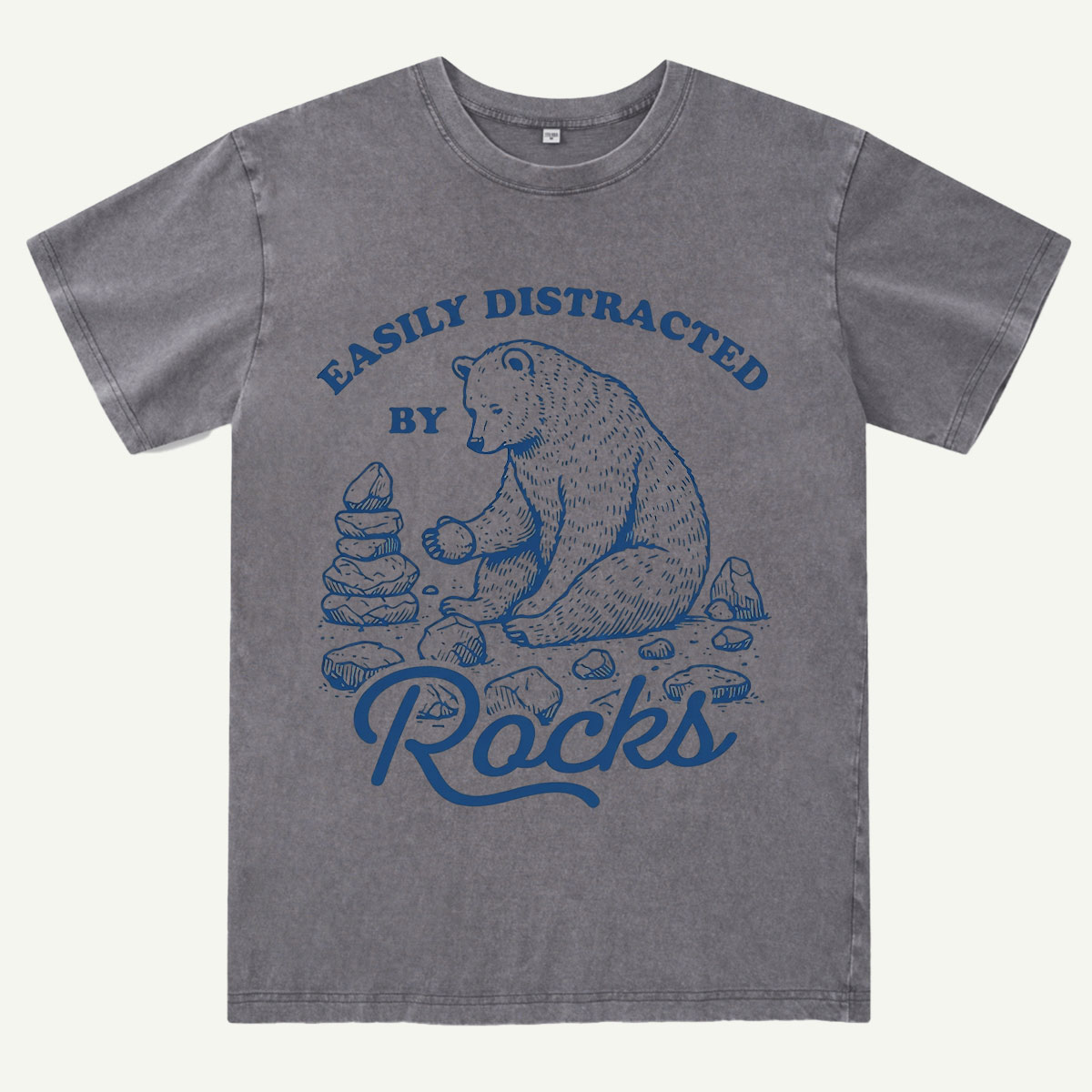 Easily Distracted By Rocks Bear Washed T-Shirt