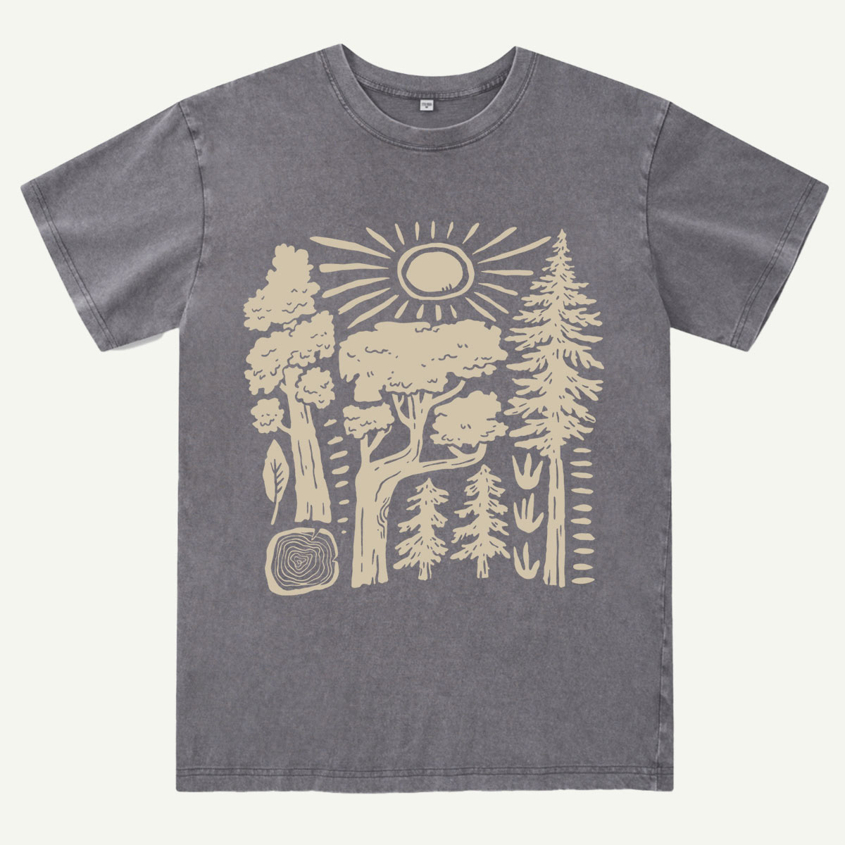 Minimalist Forest Sunrise Washed T-Shirt