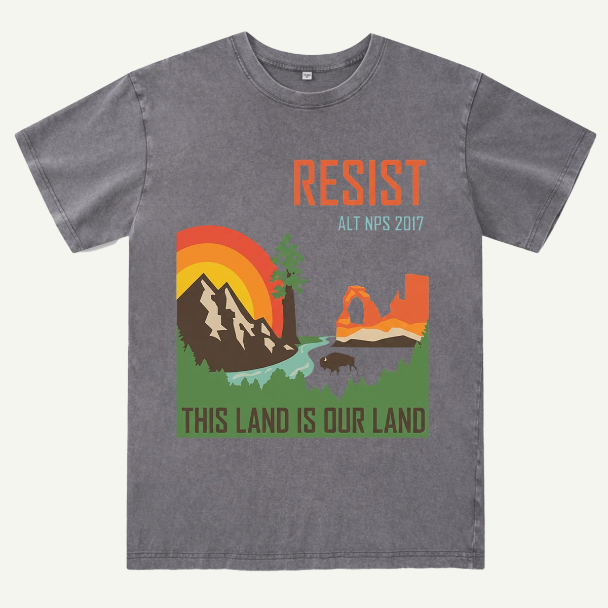 Retro Wilderness Landscape Mountain Adventure Washed T-Shirt