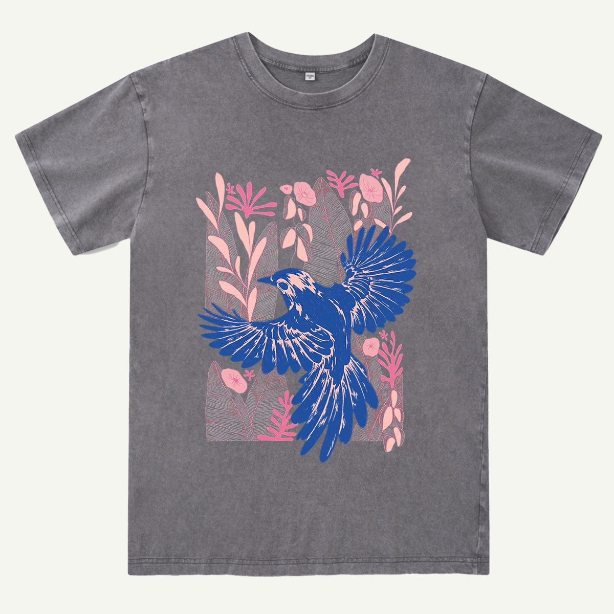 Vintage Blue Bird Botanical Washed T-Shirt