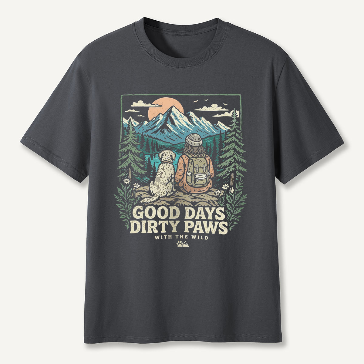 Adventure Dog & Mountain Outdoor Hiking T-Shirt