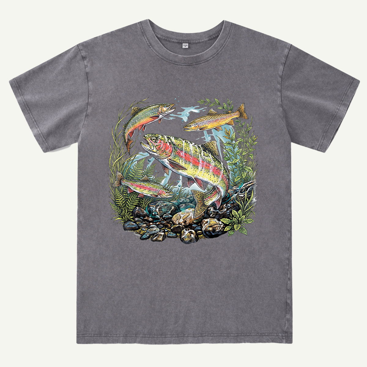 Trout Fishing Freshwater Fish Nature Washed T-Shirt