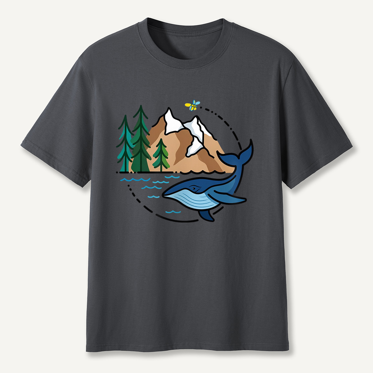 Whale & Mountain Forest T-Shirt