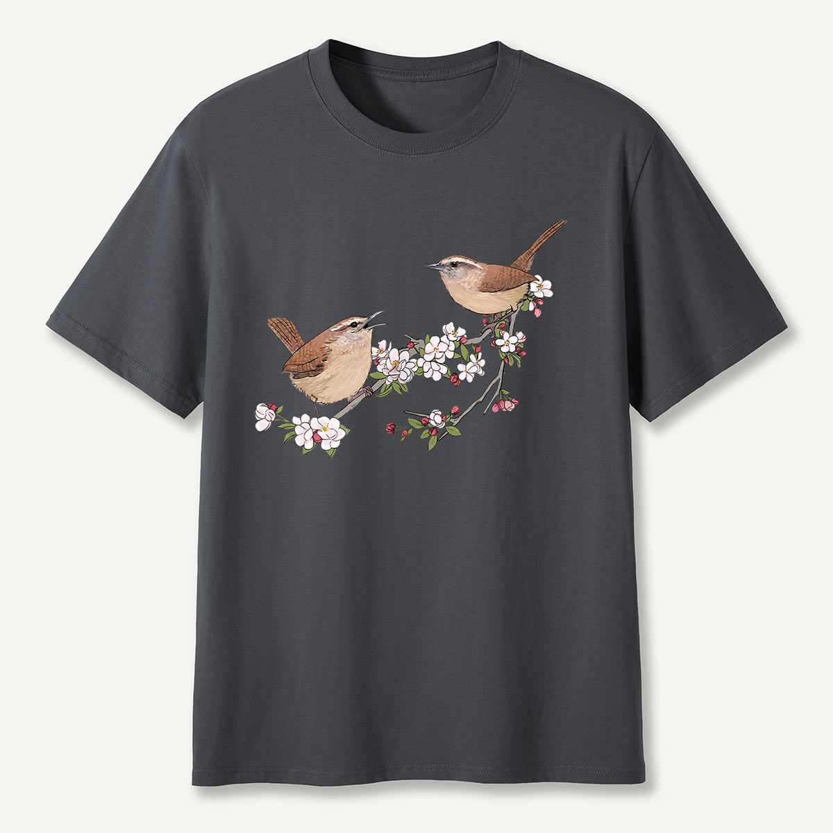 Songbirds On Blooming Branch Nature T-Shirt