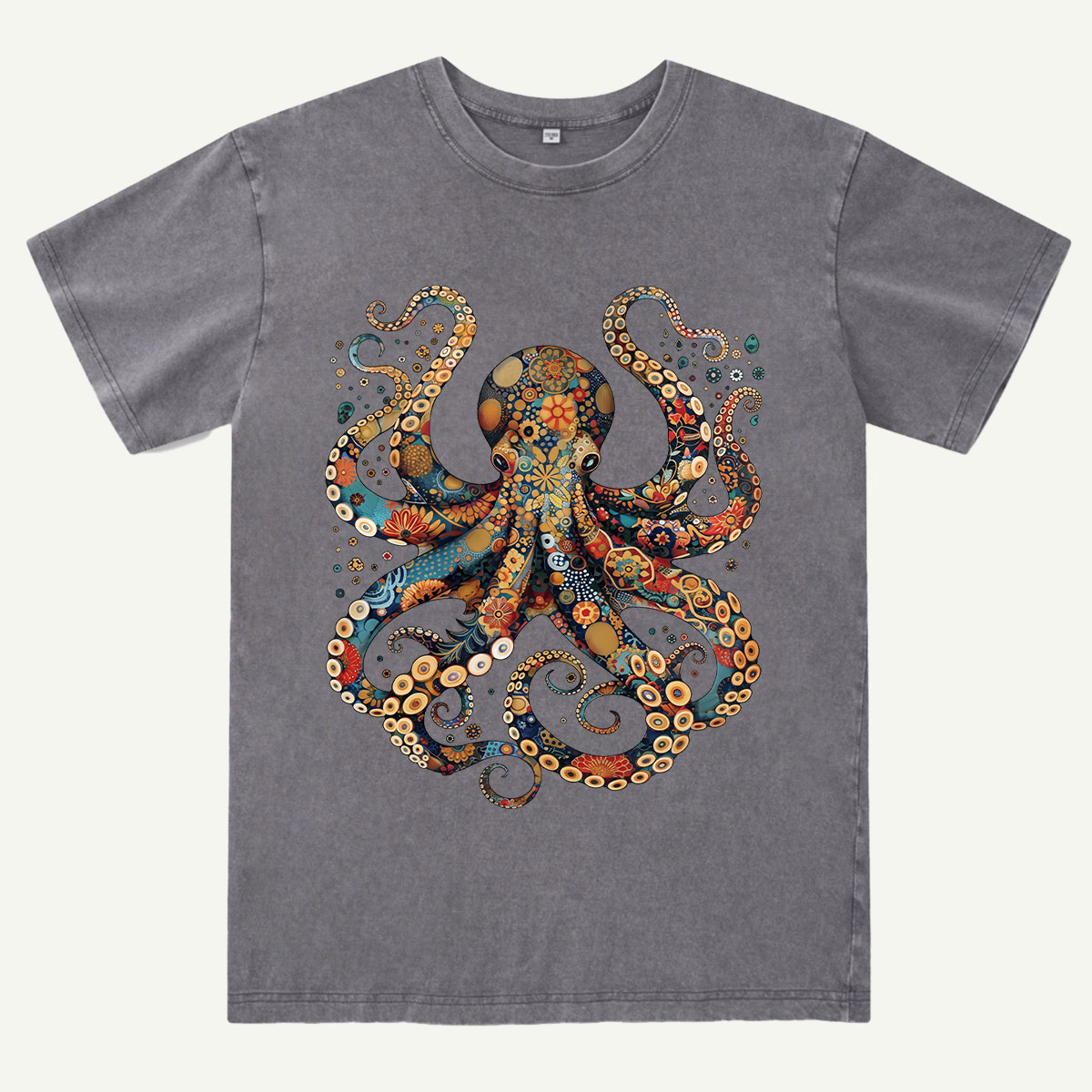 Ocean Octopus Artistic Washed T-Shirt