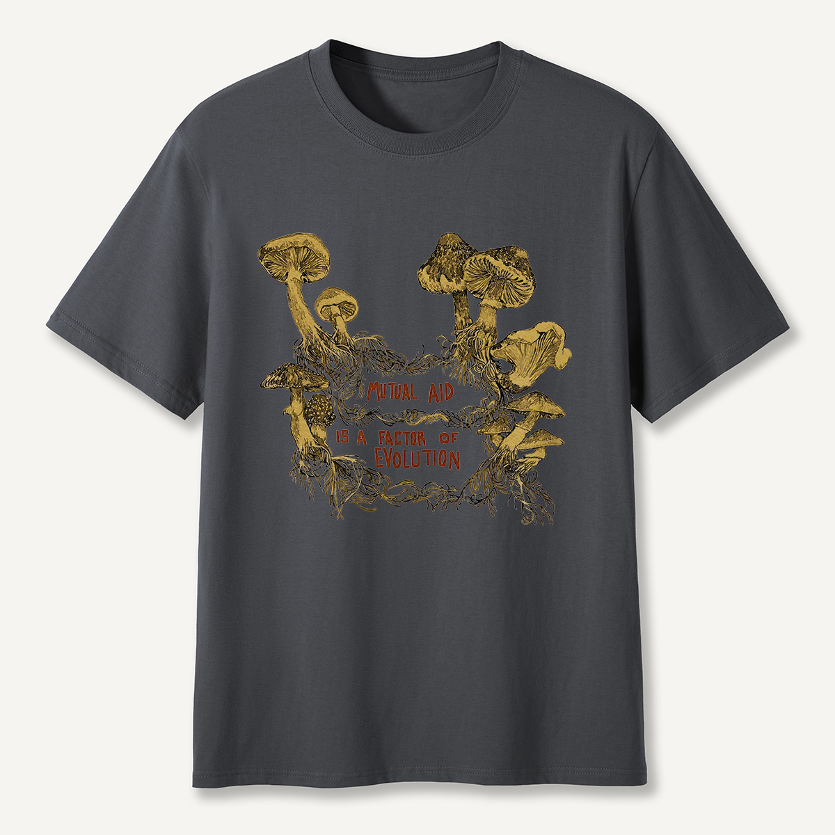 Mutual Aid Mushroom Evolution T-Shirt